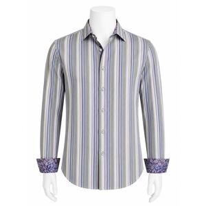 Robert Graham Men’s Long Sleeve Flip Cuff Paisley Stripe Shirt - Size M